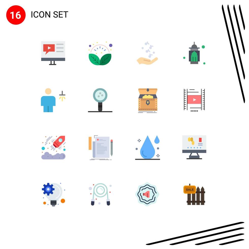16 Creative Icons Modern Signs and Symbols of moon masjid relax mosque rock Editable Pack of Creative Vector Design Elements