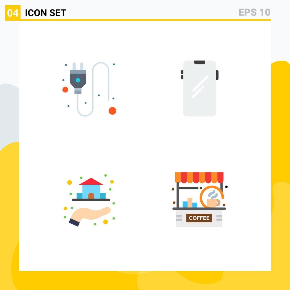 Pack of 4 creative Flat Icons of electric real phone huawei hand Editable Vector Design Elements