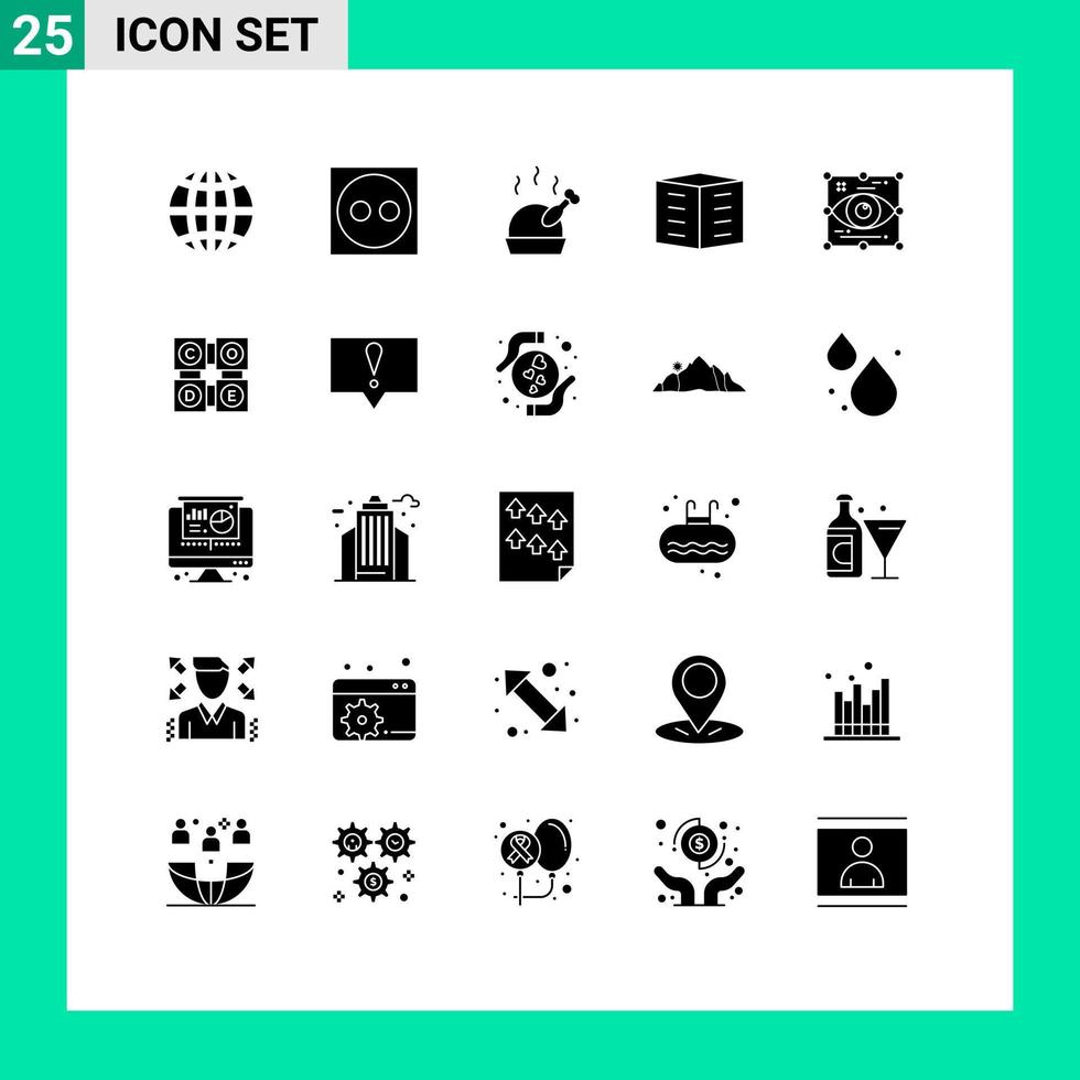 Stock Vector Icon Pack of 25 Line Signs and Symbols for eye art food office blocks city building Editable Vector Design Elements