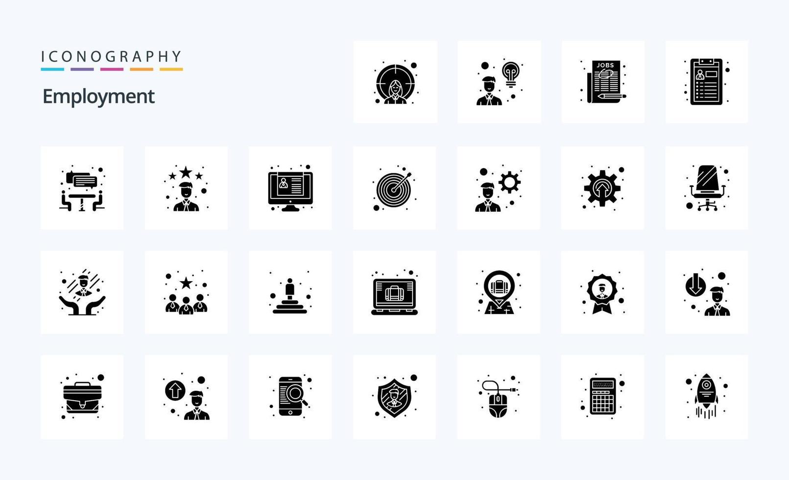 25 Employment Solid Glyph icon pack vector