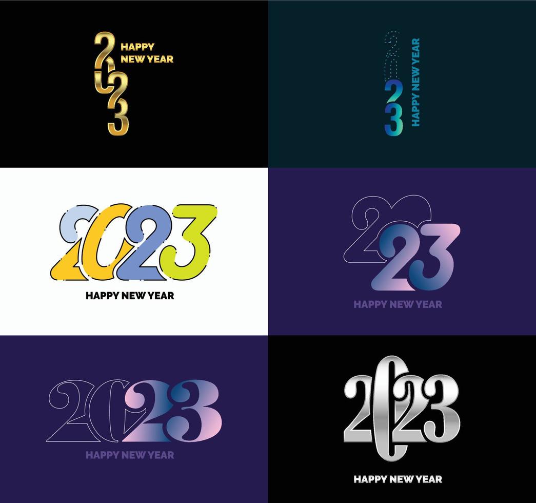 Big Set of 2023 Happy New Year logo text design 2023 number design template vector