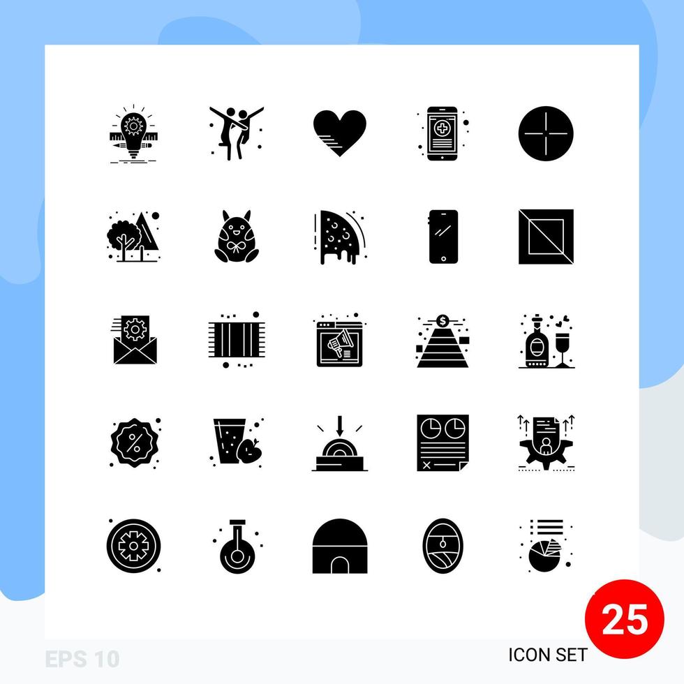 Modern Set of 25 Solid Glyphs Pictograph of ancient phone party outline favorite Editable Vector Design Elements