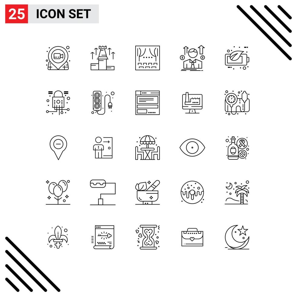Group of 25 Lines Signs and Symbols for employee man chess business party Editable Vector Design Elements
