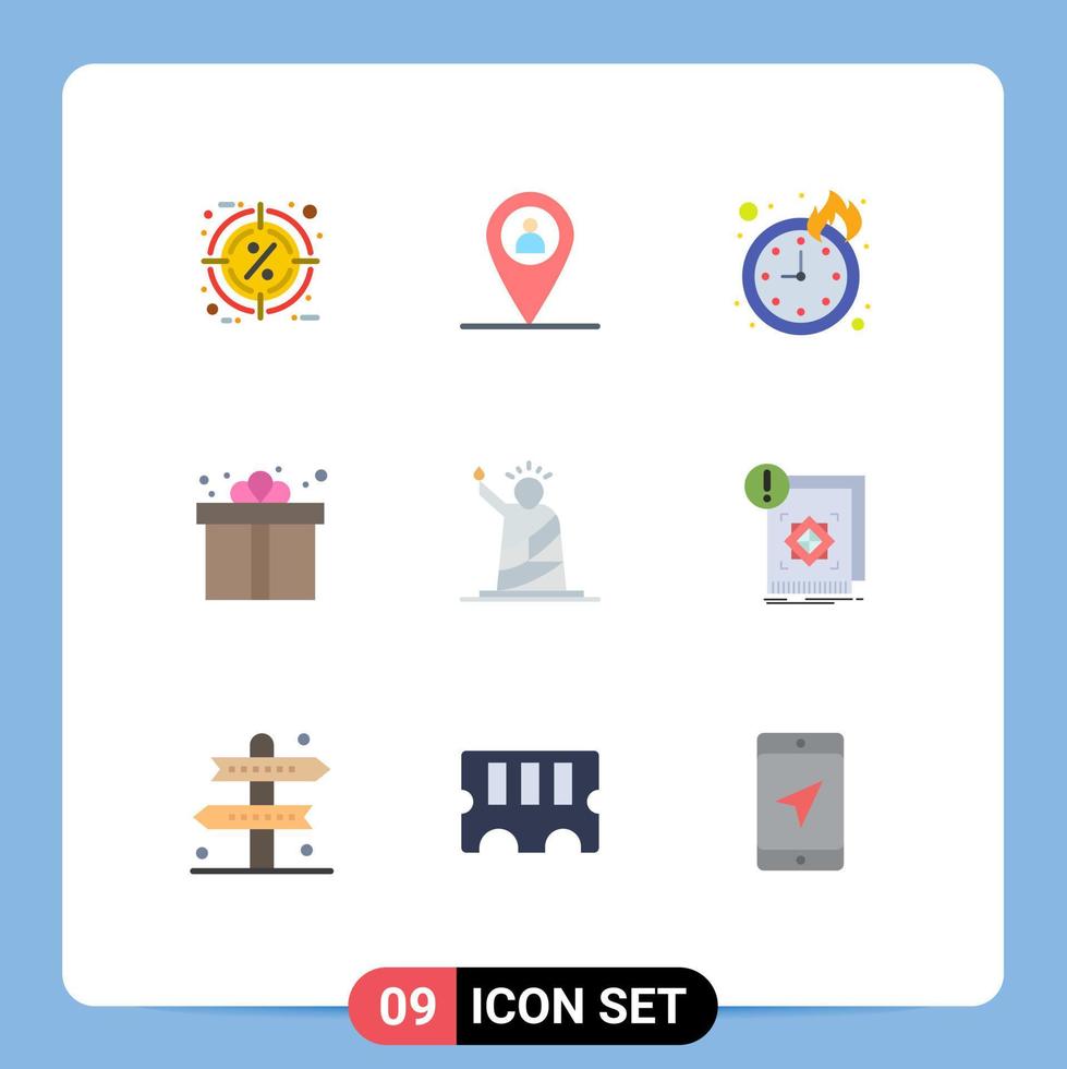 Set of 9 Modern UI Icons Symbols Signs for of landmarks deadline shopping gift Editable Vector Design Elements