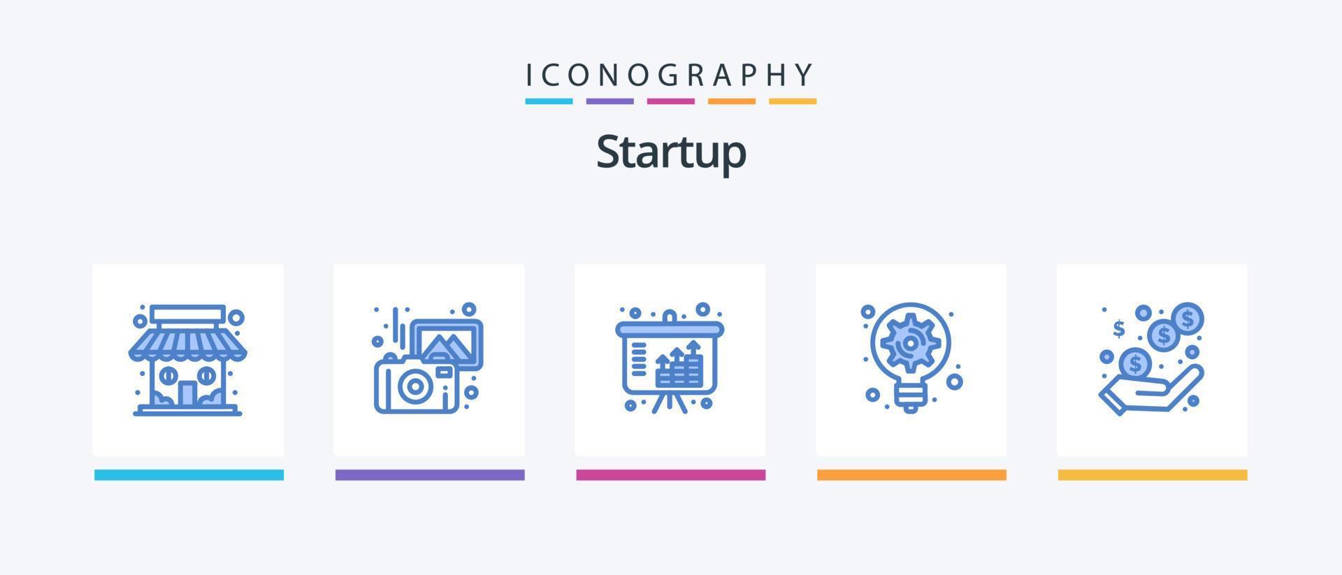 Startup Blue 5 Icon Pack Including profit. light bulb. assets. innovation. generation. Creative Icons Design vector