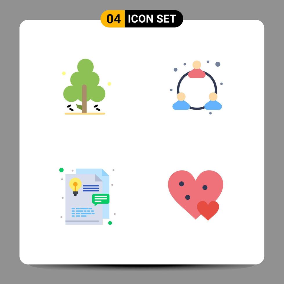 4 Flat Icon concept for Websites Mobile and Apps nature graphic design tree network love Editable Vector Design Elements
