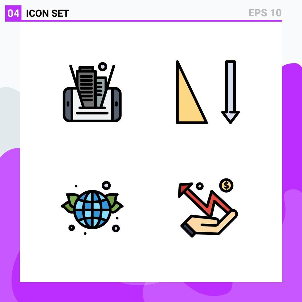 4 Filledline Flat Color concept for Websites Mobile and Apps mobile world building sorting hand Editable Vector Design Elements