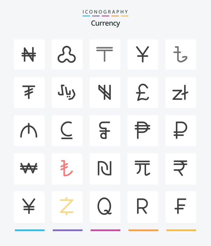 Creative Currency 25 Flat icon pack  Such As tugrik. money. kazakhstan. currency. yen vector
