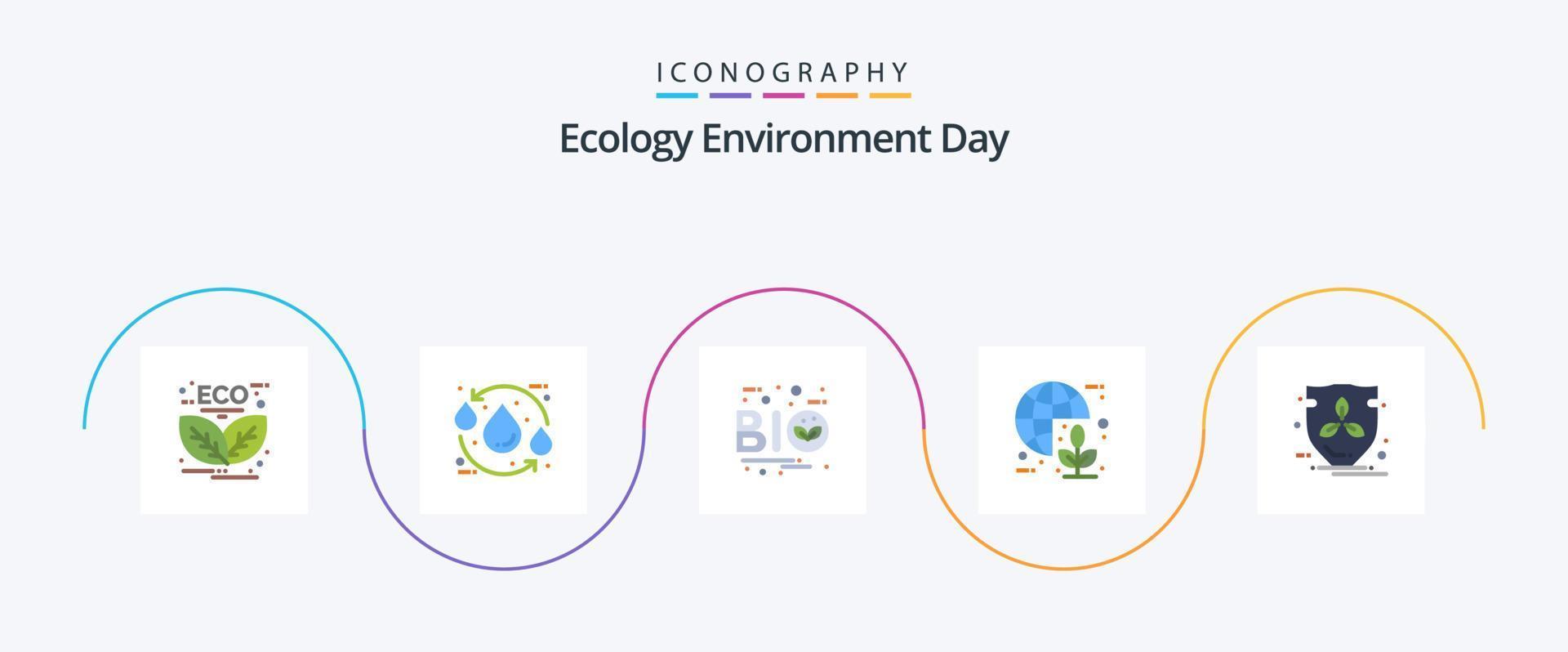 paquete de iconos de ecología plana 5 que incluye verde. global. reciclar. lámina. ecología vector