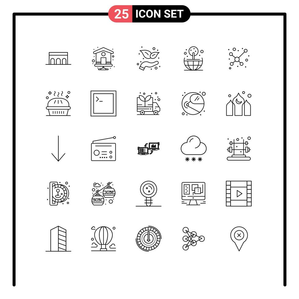 25 Creative Icons Modern Signs and Symbols of bakery molecule growth atom globe Editable Vector Design Elements