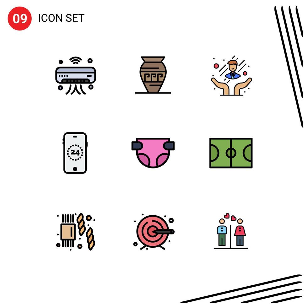 Universal Icon Symbols Group of 9 Modern Filledline Flat Colors of diaper shopping jar online employee care Editable Vector Design Elements