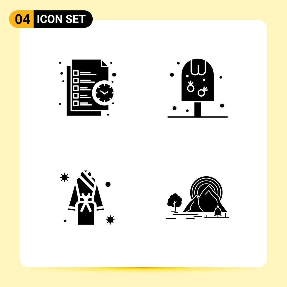 Solid Glyph Pack of 4 Universal Symbols of business bath task pop robe Editable Vector Design Elements