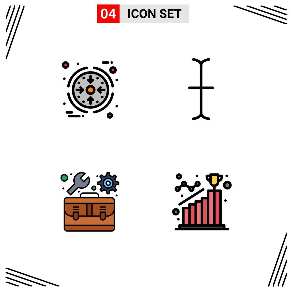 Set of 4 Modern UI Icons Symbols Signs for business settings product kit achievement Editable Vector Design Elements