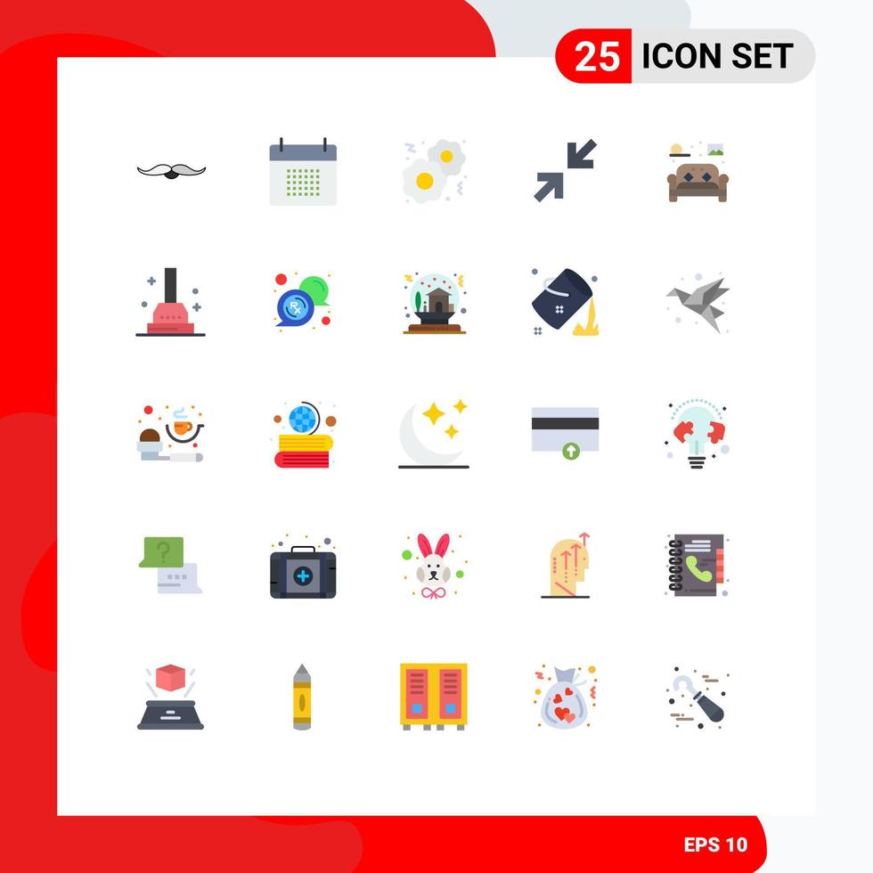 User Interface Pack of 25 Basic Flat Colors of furniture zoom event arrow fast Editable Vector Design Elements