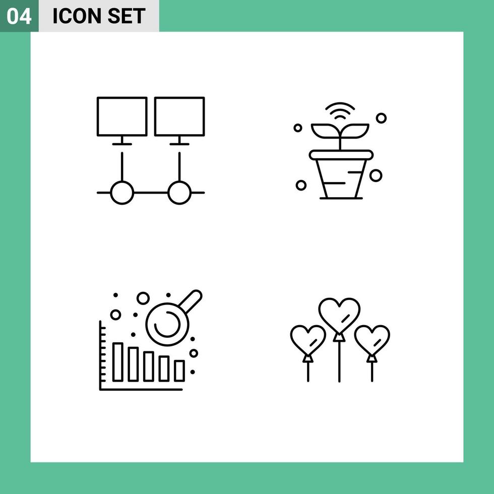 4 User Interface Line Pack of modern Signs and Symbols of connect wifi network iot data analysis Editable Vector Design Elements