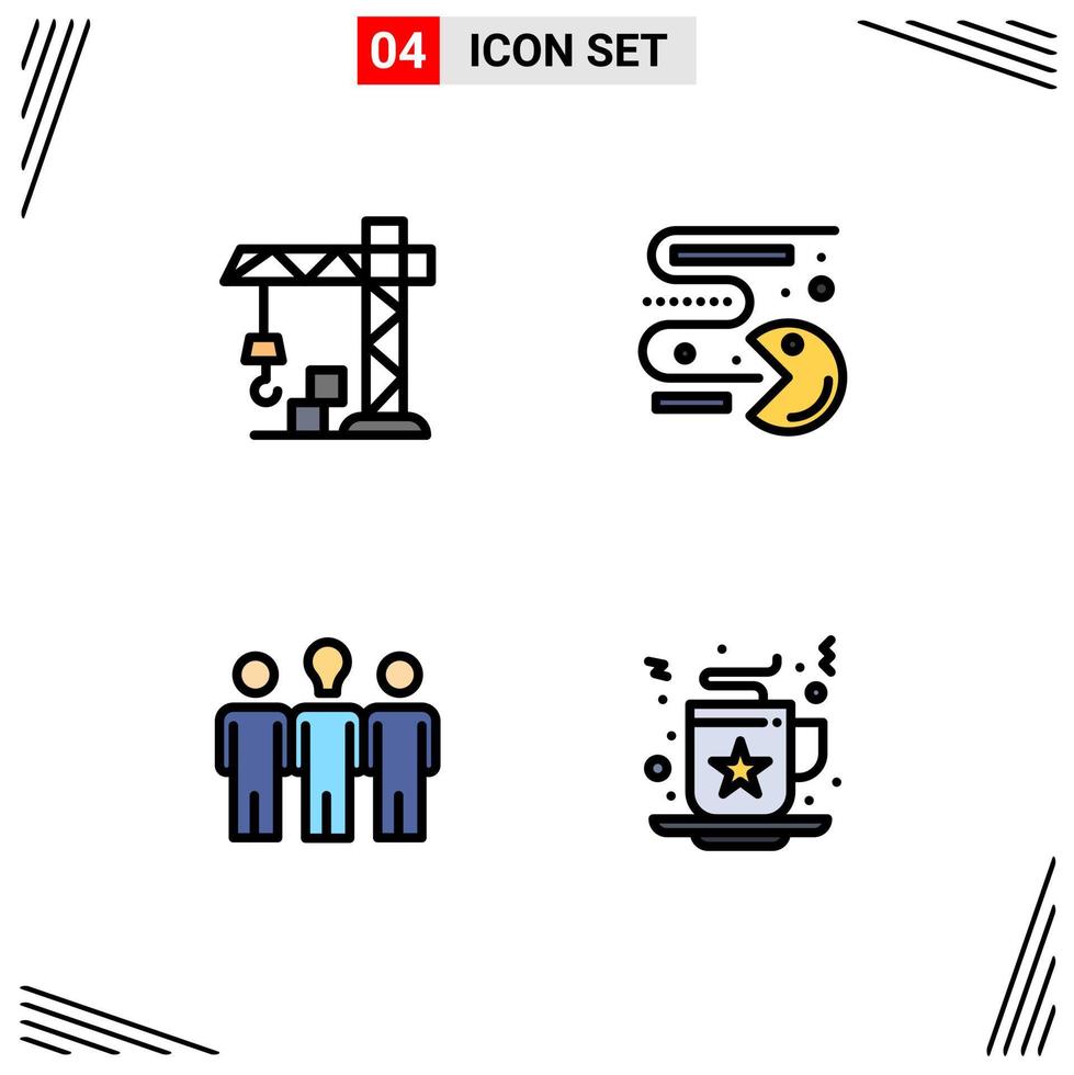 Set of 4 Modern UI Icons Symbols Signs for architecture learning competition play celebration Editable Vector Design Elements