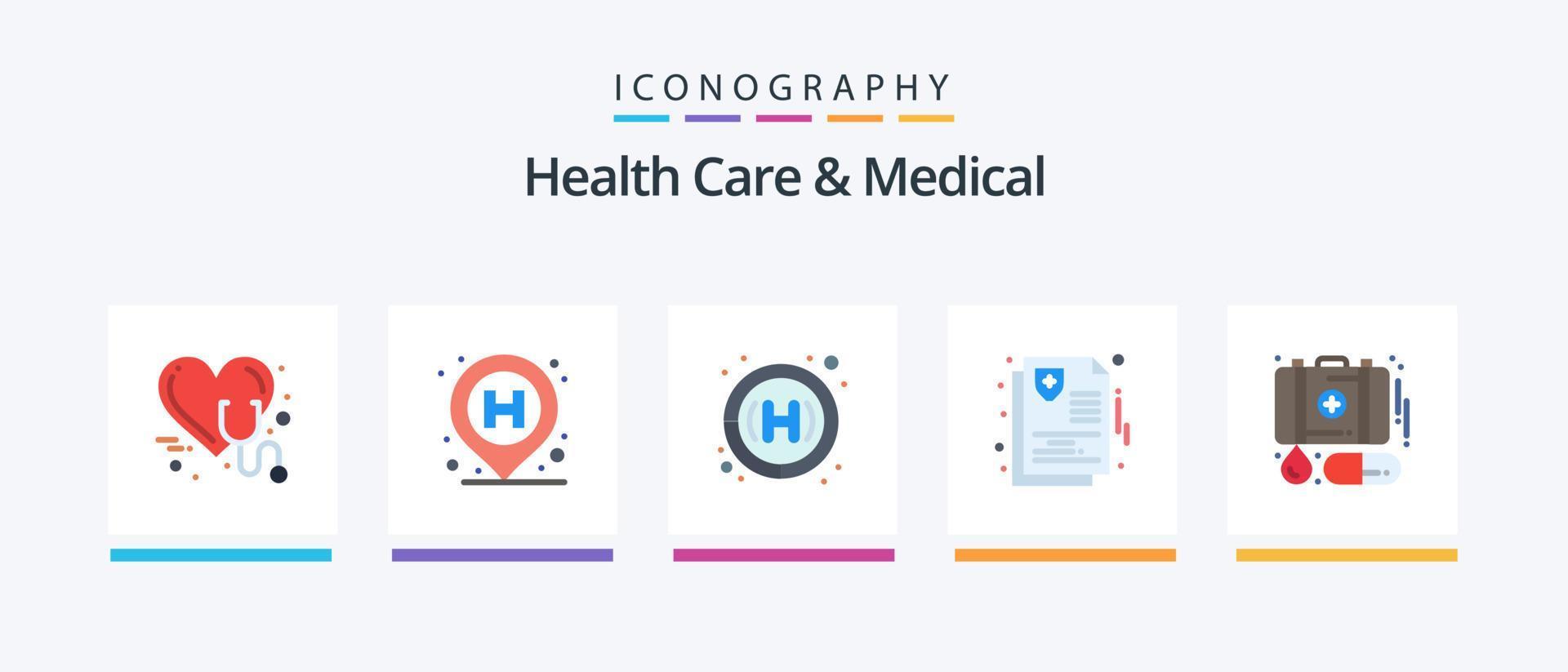 paquete de iconos de 5 planos médicos y de atención médica que incluye emergencias. médico. signo. seguro. cuidado. diseño de iconos creativos vector