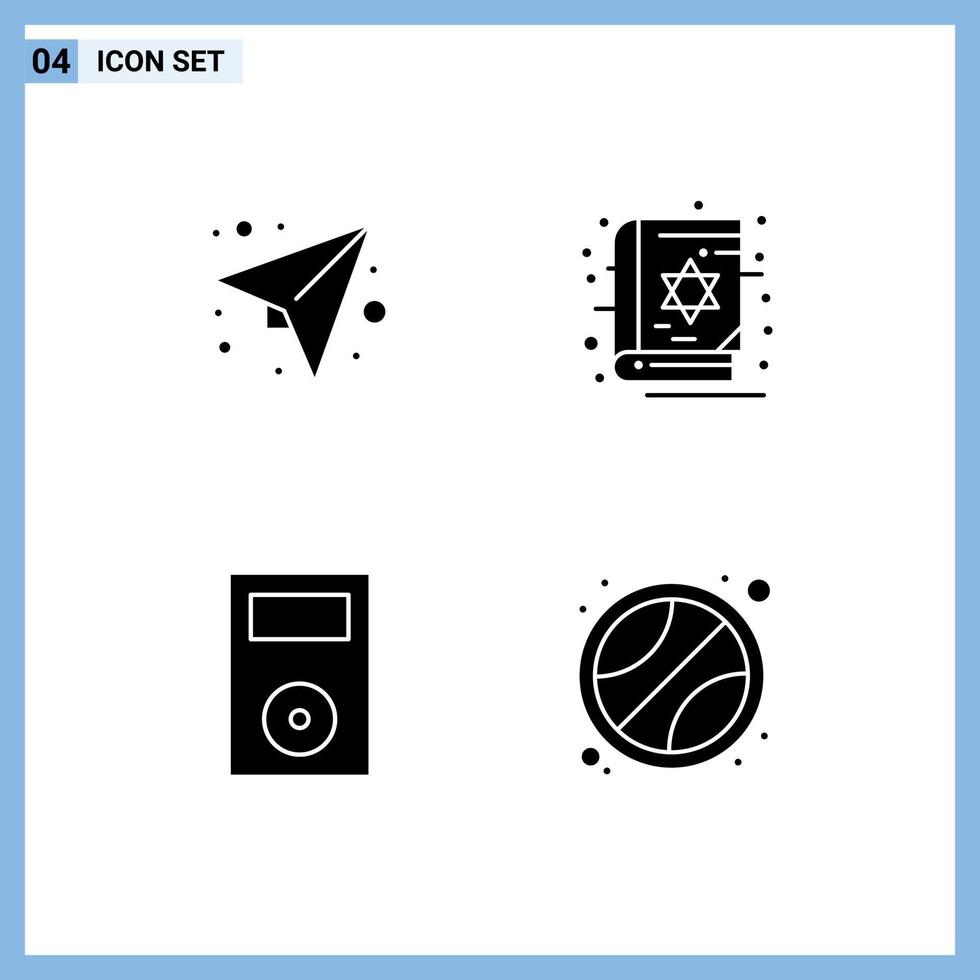User Interface Pack of 4 Basic Solid Glyphs of message electronics send holy products Editable Vector Design Elements