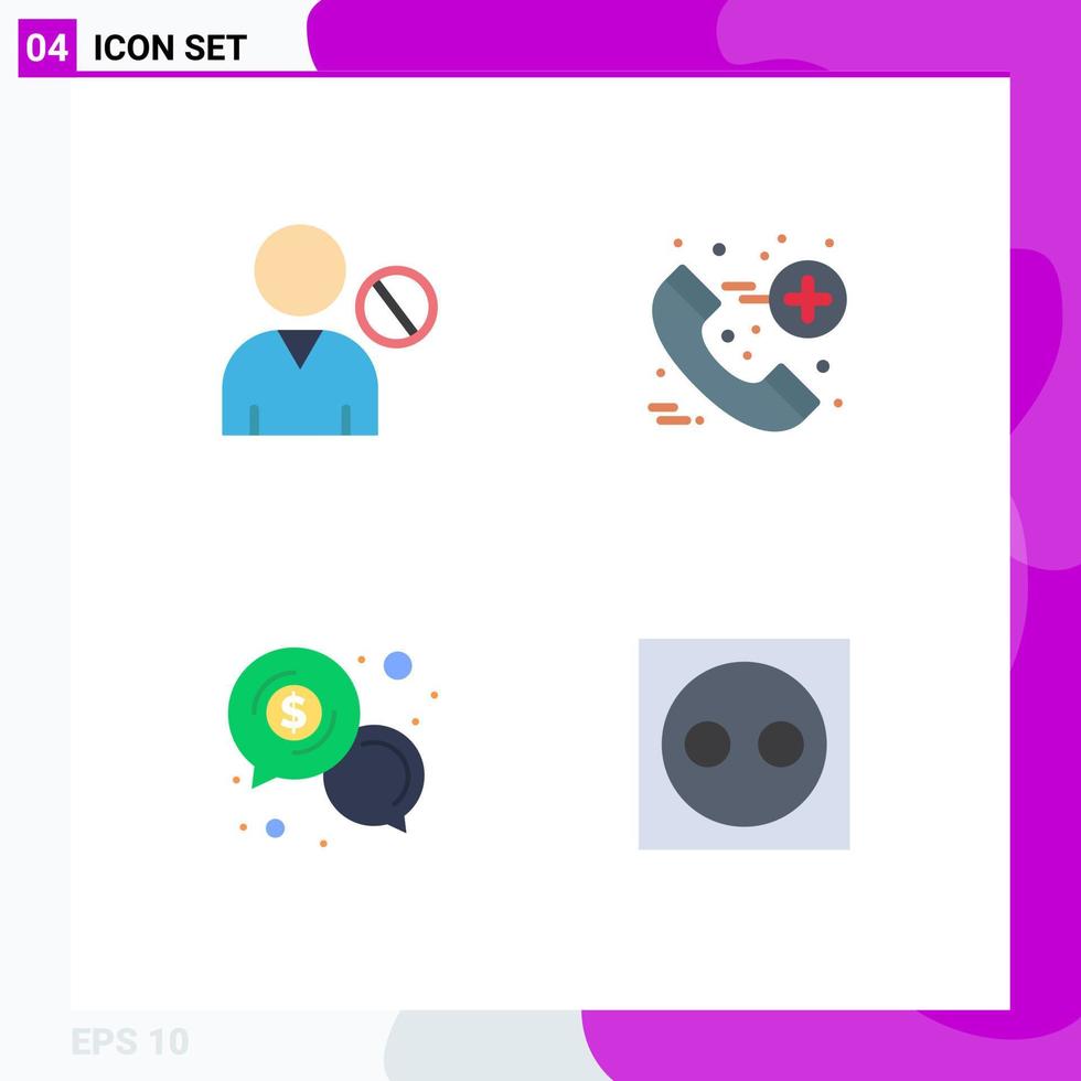 conjunto moderno de 4 iconos planos pictograma de avatar efectivo personas comunicación de emergencia elementos de diseño vectorial editables vector