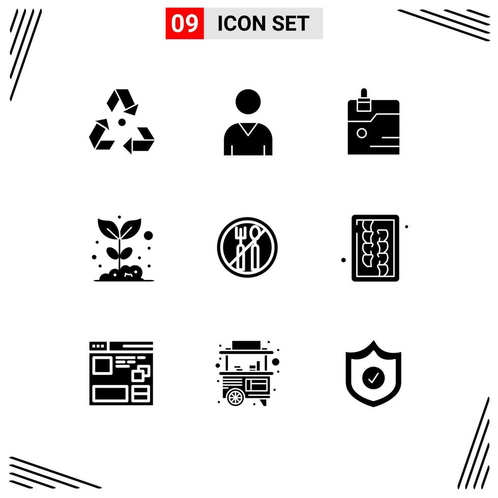 Set of 9 Modern UI Icons Symbols Signs for fasting nature business garden agriculture Editable Vector Design Elements