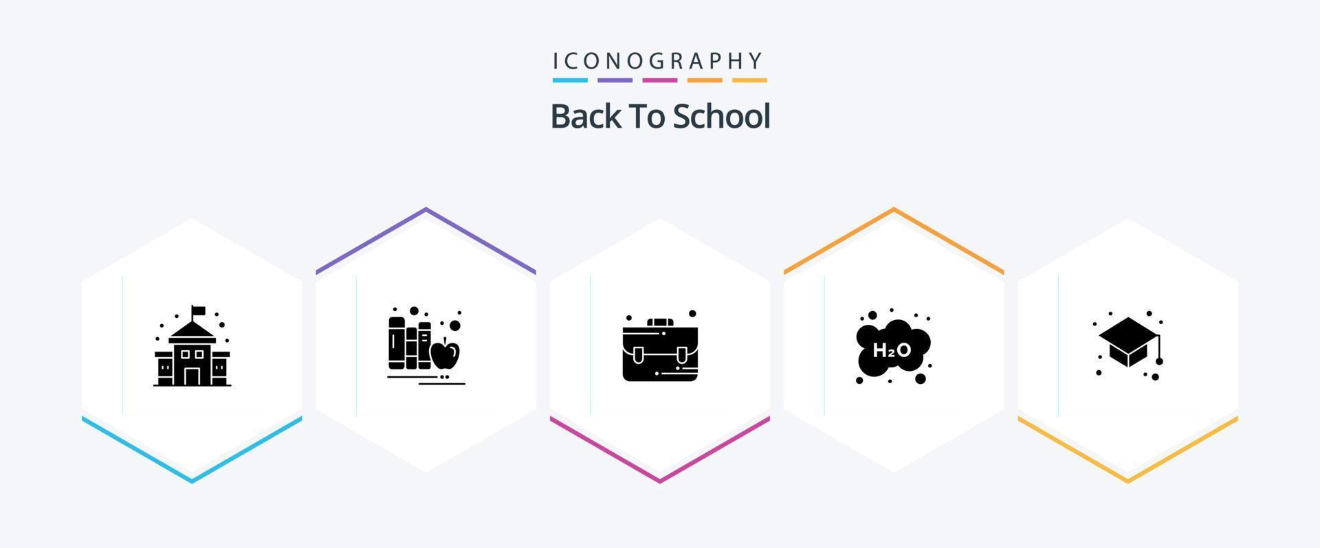 Back To School 25 Glyph icon pack including education. study. bag. school. education vector