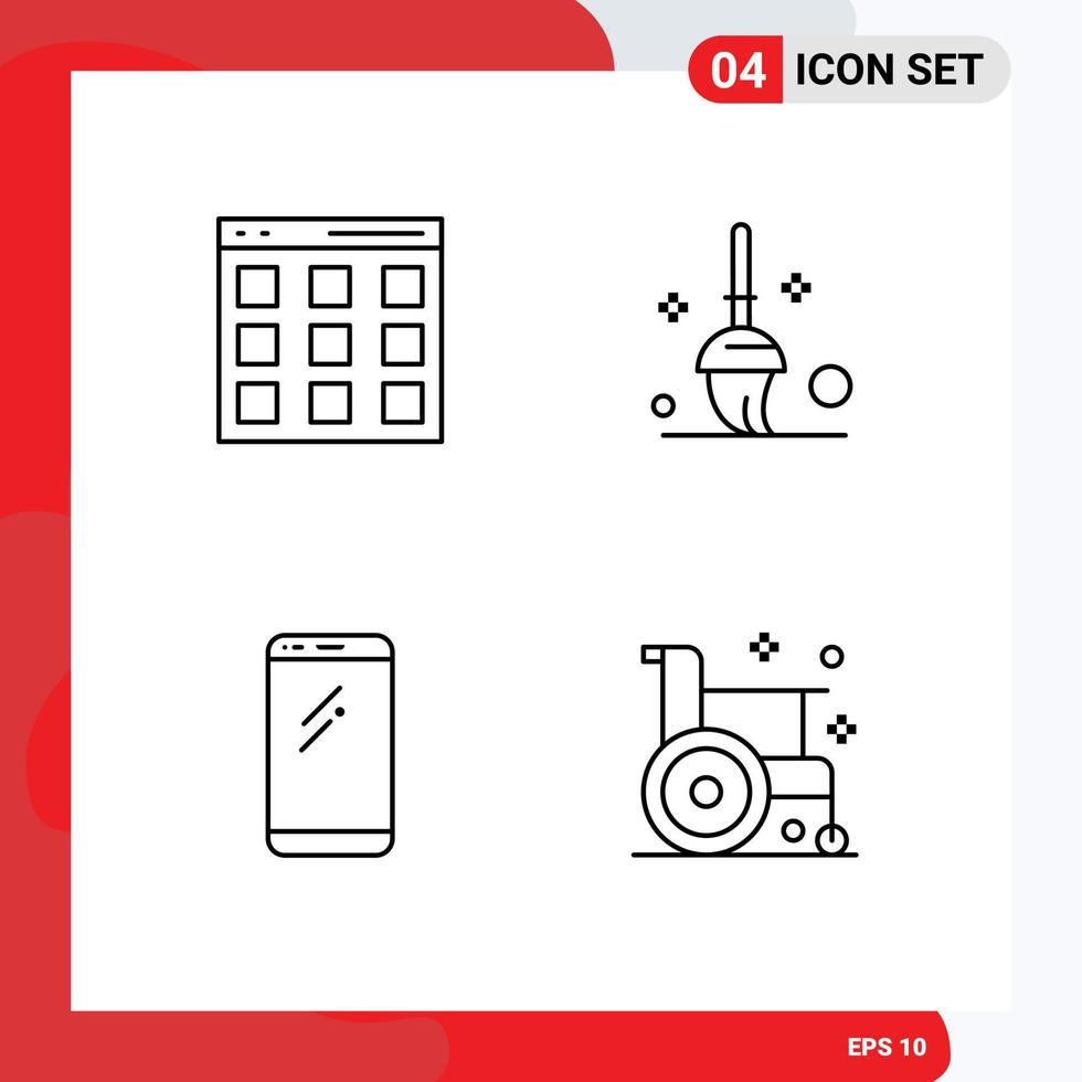 4 iconos creativos signos y símbolos modernos de comunicación usuario móvil fregona iphone elementos de diseño vectorial editables vector