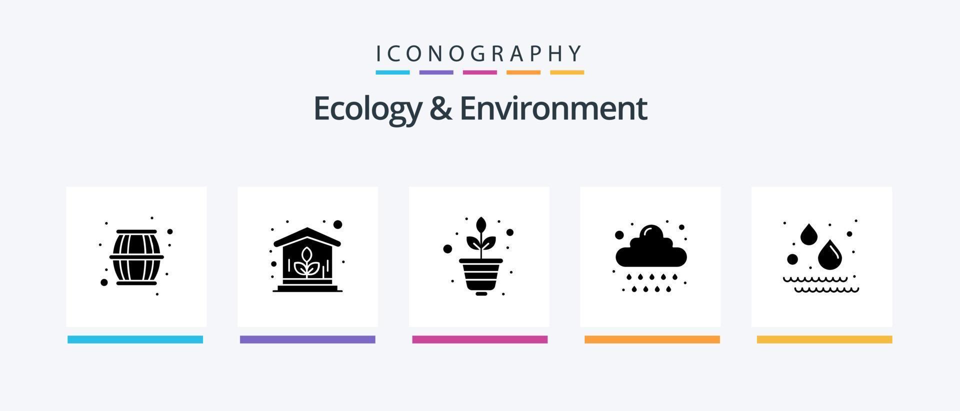 ecología y medio ambiente glifo 5 paquete de iconos que incluye la naturaleza. clima. naturaleza. verano. lluvia. diseño de iconos creativos vector