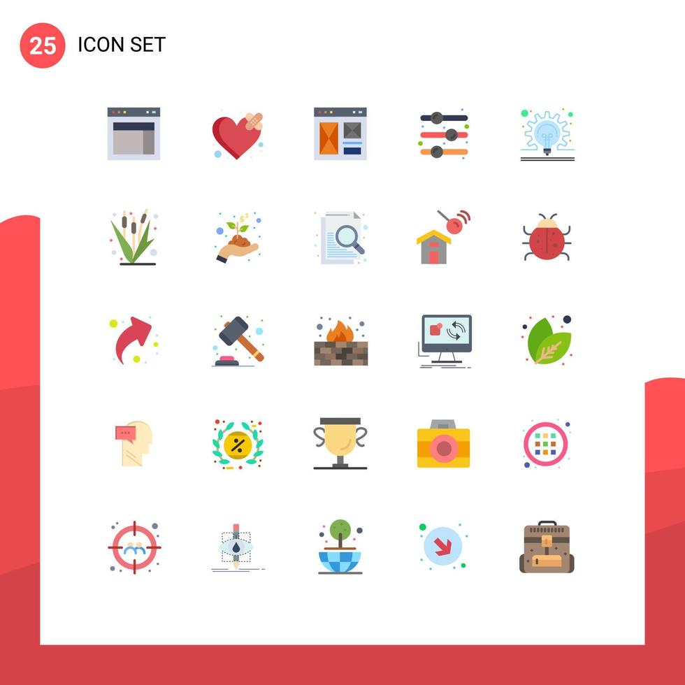 Group of 25 Modern Flat Colors Set for toggle switch off heart design element page Editable Vector Design Elements