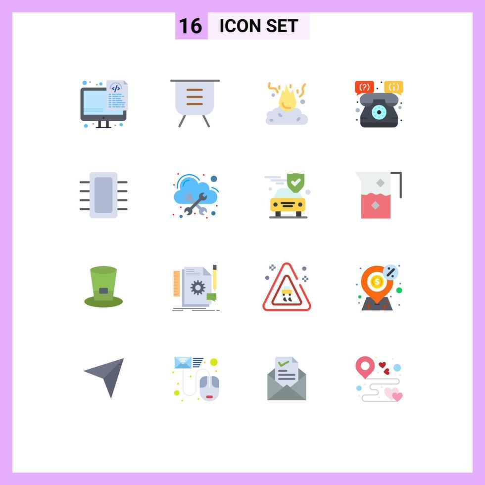 Mobile Interface Flat Color Set of 16 Pictograms of telephone shop remove help pollution Editable Pack of Creative Vector Design Elements