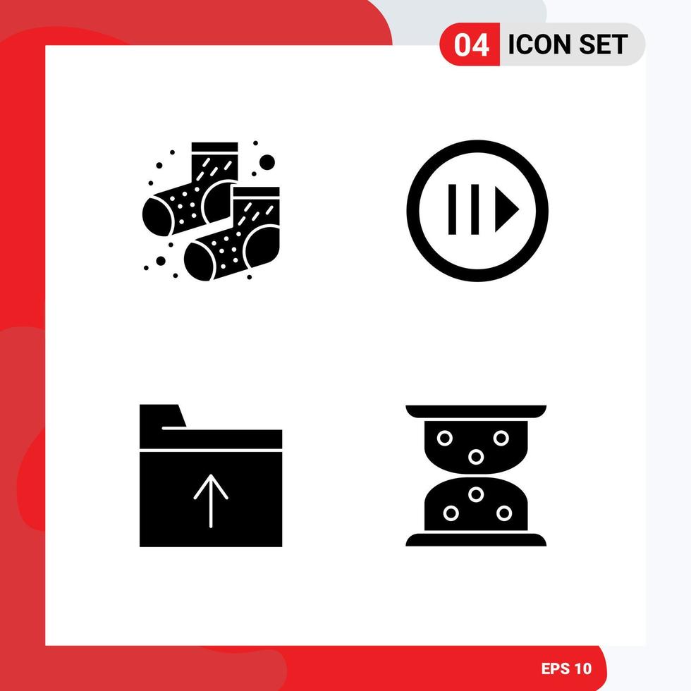 4 Solid Glyph concept for Websites Mobile and Apps dots get media step loading Editable Vector Design Elements