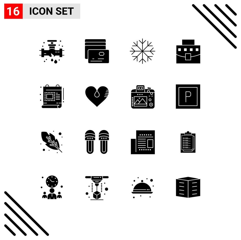 Pictogram Set of 16 Simple Solid Glyphs of scale design snow creative business Editable Vector Design Elements