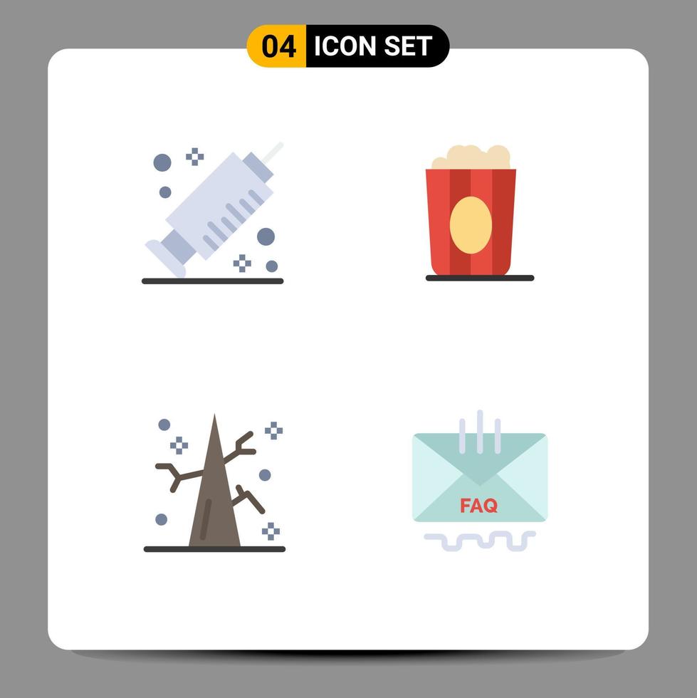 4 Flat Icon concept for Websites Mobile and Apps medicine tree cinema popcorn communication Editable Vector Design Elements