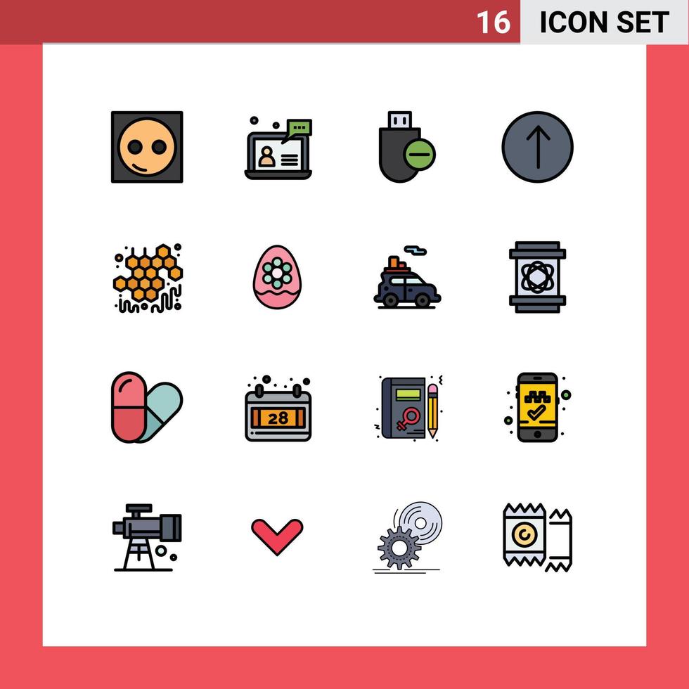 Universal Icon Symbols Group of 16 Modern Flat Color Filled Lines of up arrow customer stick hardware Editable Creative Vector Design Elements