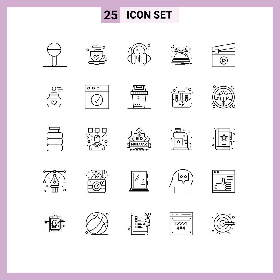 Modern Set of 25 Lines and symbols such as media film headphone service hotel Editable Vector Design Elements