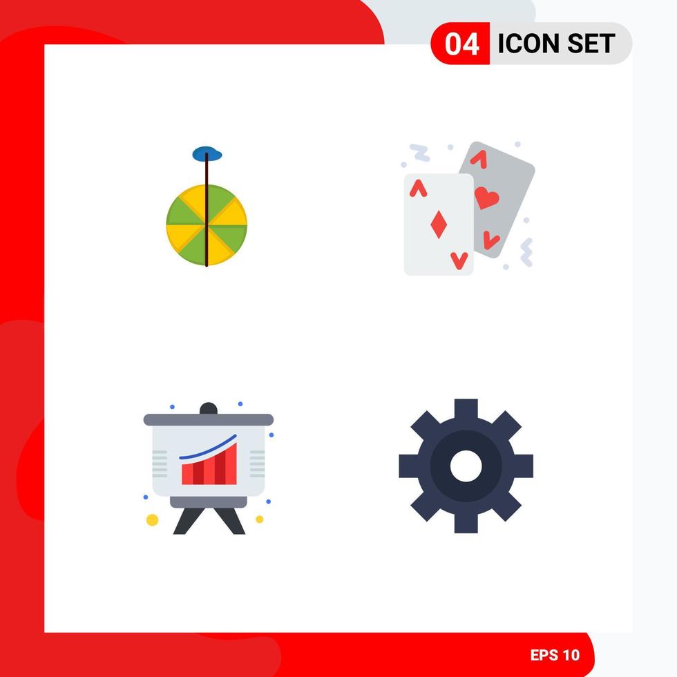 paquete de iconos vectoriales de stock de 4 signos y símbolos de línea para tarjetas gráficas de ruedas ruedas dentadas de casino elementos de diseño vectorial editables vector