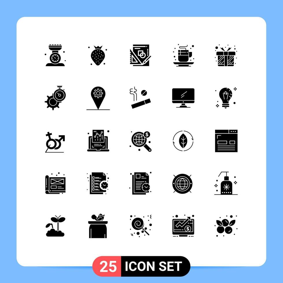 25 iconos creativos, signos y símbolos modernos de la taza de té, gráfico de bebidas de bayas, elementos de diseño vectorial editables vector