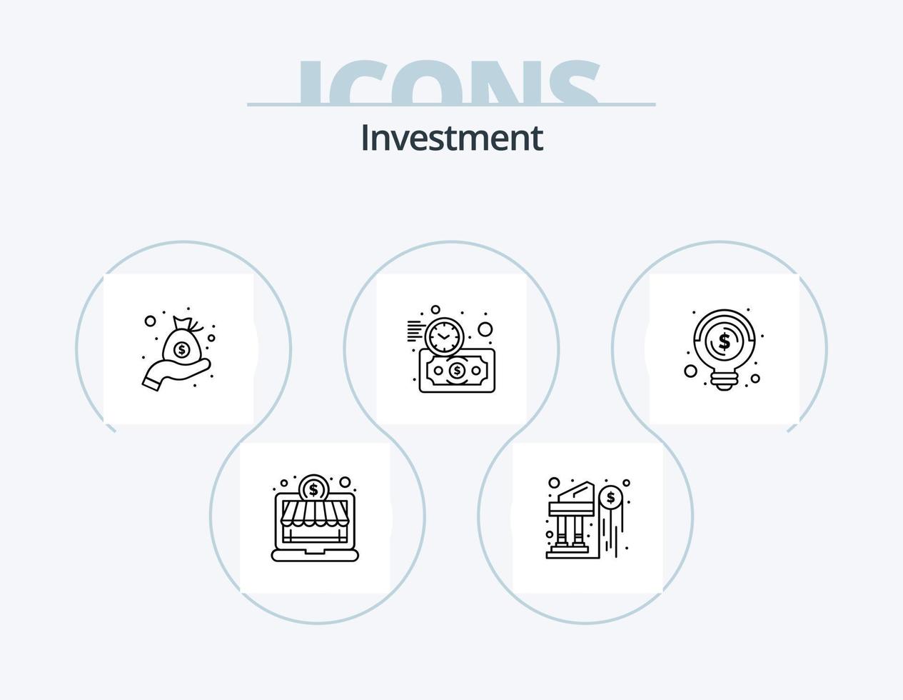 Investment Line Icon Pack 5 Icon Design. money. dollar. list. bank. investment vector