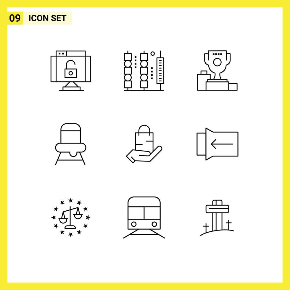 9 Outline concept for Websites Mobile and Apps bag chair stick baby cup Editable Vector Design Elements