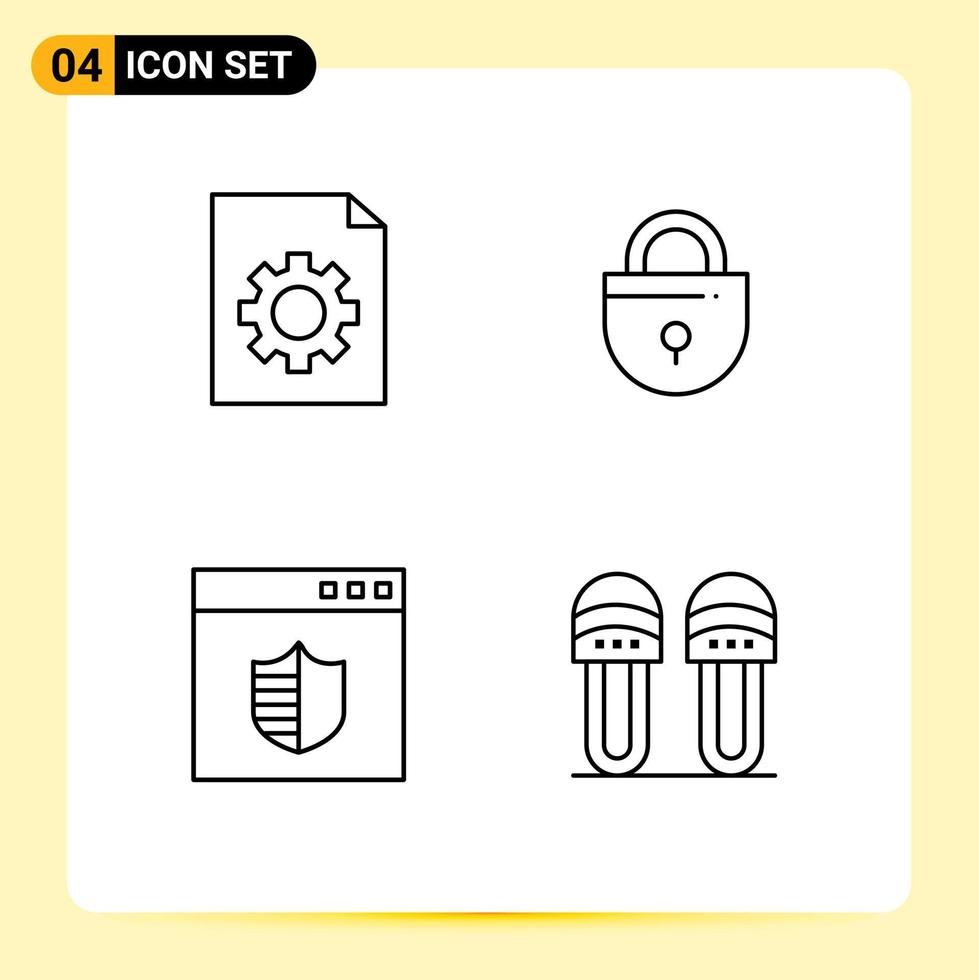 Pack of 4 Modern Filledline Flat Colors Signs and Symbols for Web Print Media such as control shield internet security clothes Editable Vector Design Elements