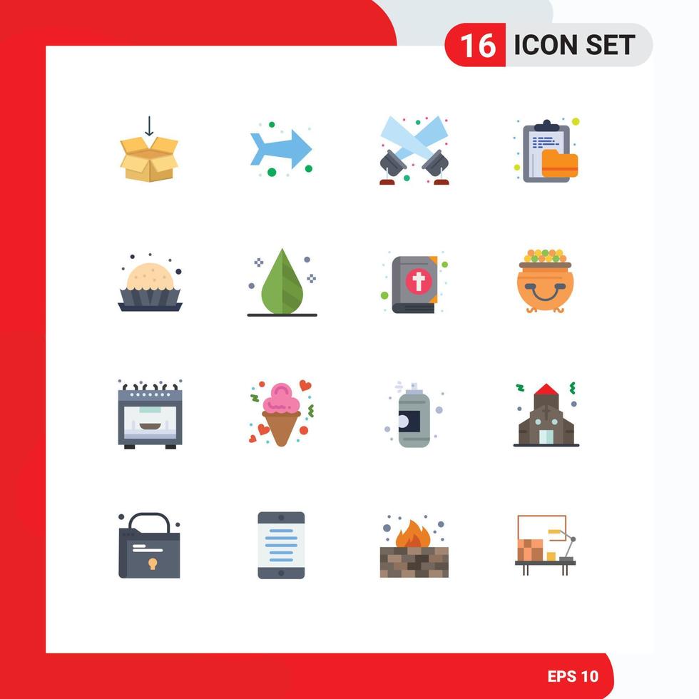 16 Creative Icons Modern Signs and Symbols of food folder floodlight file clipboard Editable Pack of Creative Vector Design Elements
