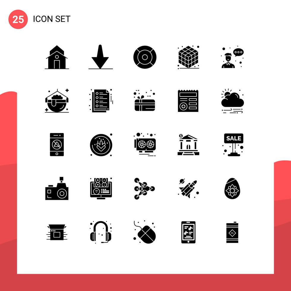 25 Thematic Vector Solid Glyphs and Editable Symbols of employee layer basic gadget ux Editable Vector Design Elements