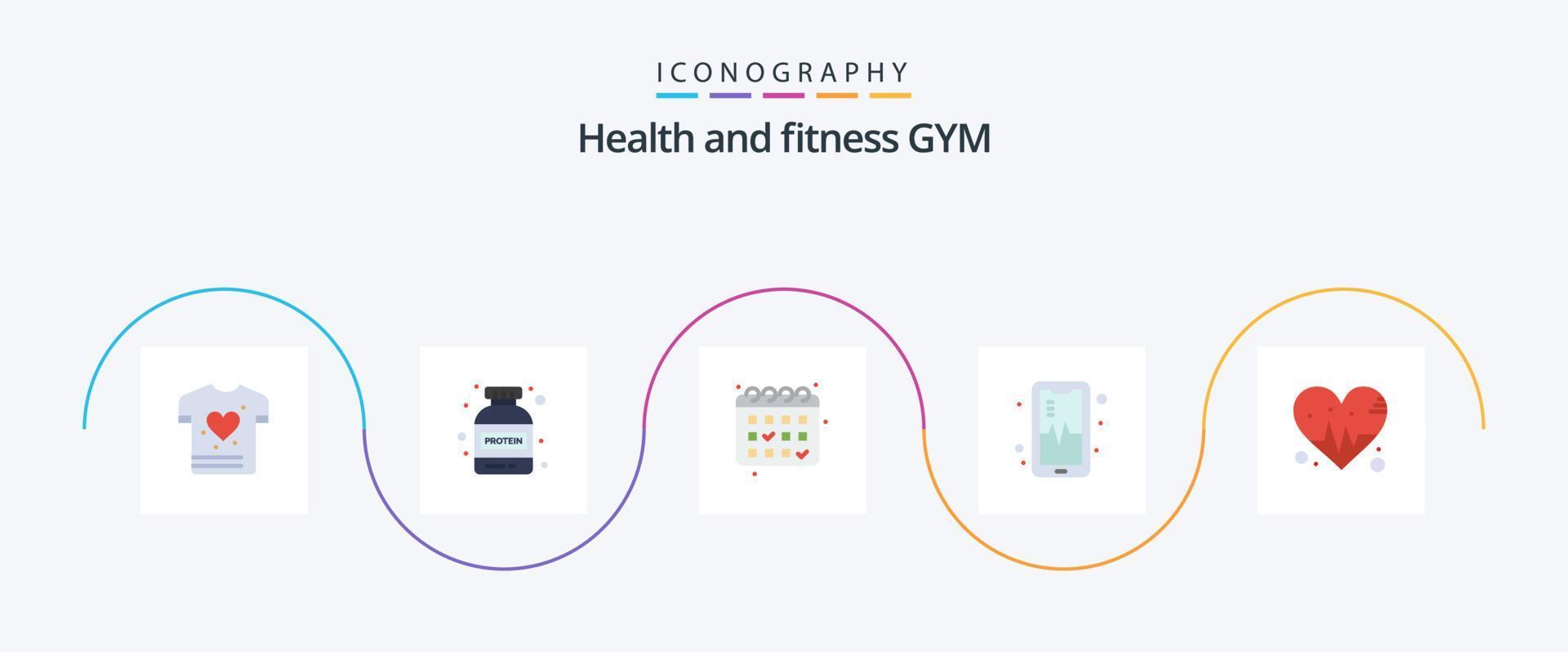 paquete de íconos de gimnasio plano 5 que incluye. fecha. derrotar. amar vector