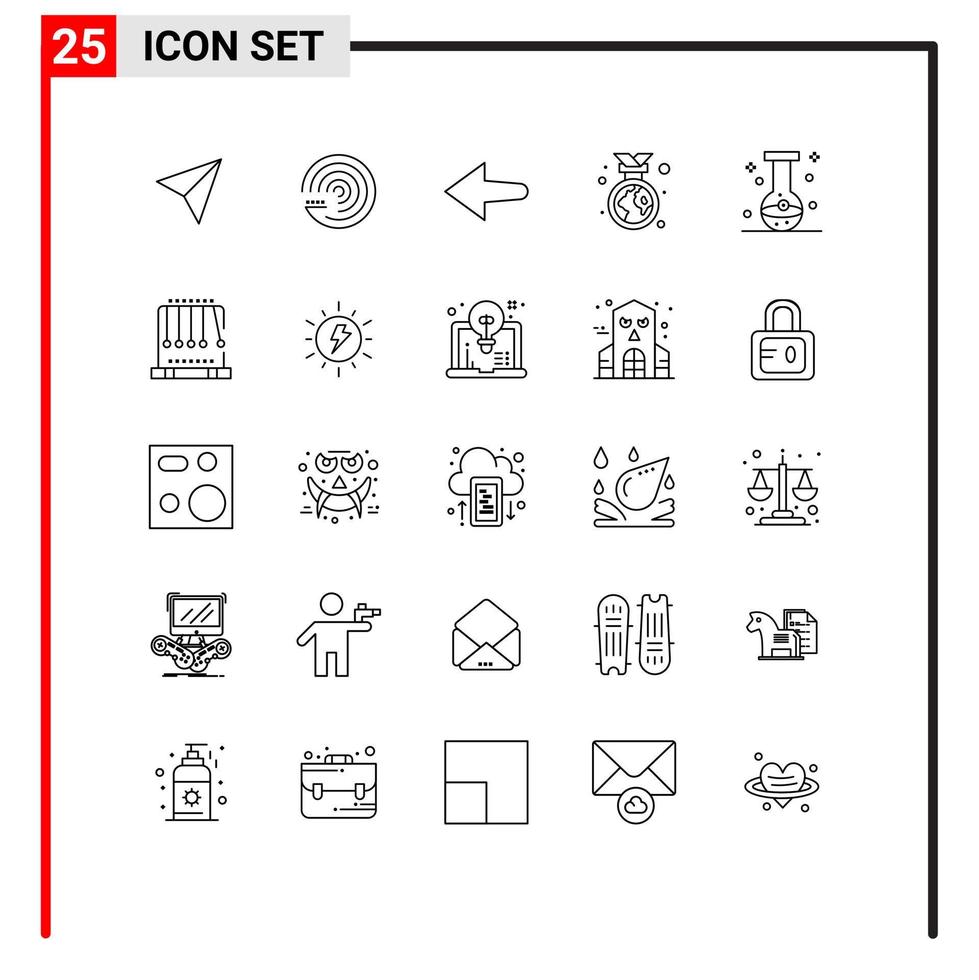 25 Creative Icons Modern Signs and Symbols of flask chemical left beaker environment Editable Vector Design Elements