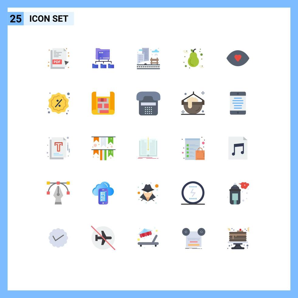 Universal Icon Symbols Group of 25 Modern Flat Colors of face light life candle pear Editable Vector Design Elements