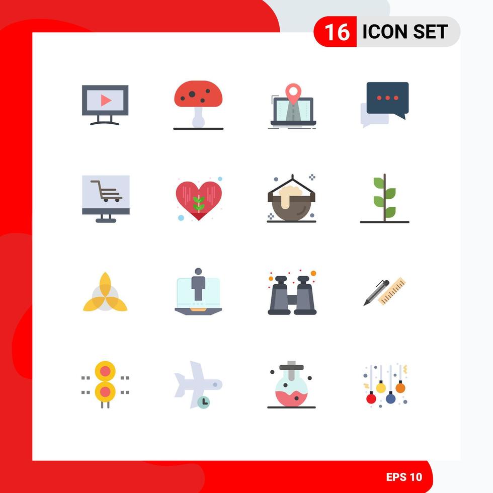 conjunto de 16 iconos de interfaz de usuario modernos signos de símbolos para mensajes de mapa de burbuja de producto paquete editable de chat de elementos de diseño de vectores creativos