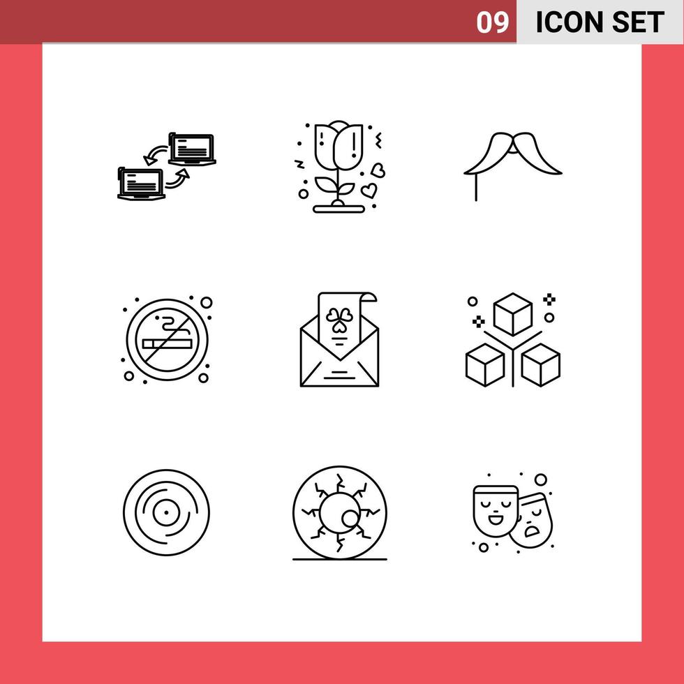 9 iconos creativos signos y símbolos modernos de signo de aire romántico sin elementos de diseño vectorial editables masculinos vector