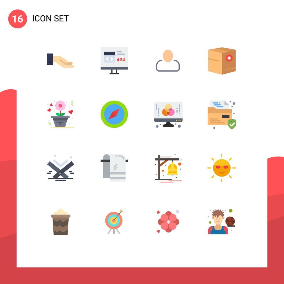 16 Flat Color concept for Websites Mobile and Apps love plus administrator e box Editable Pack of Creative Vector Design Elements