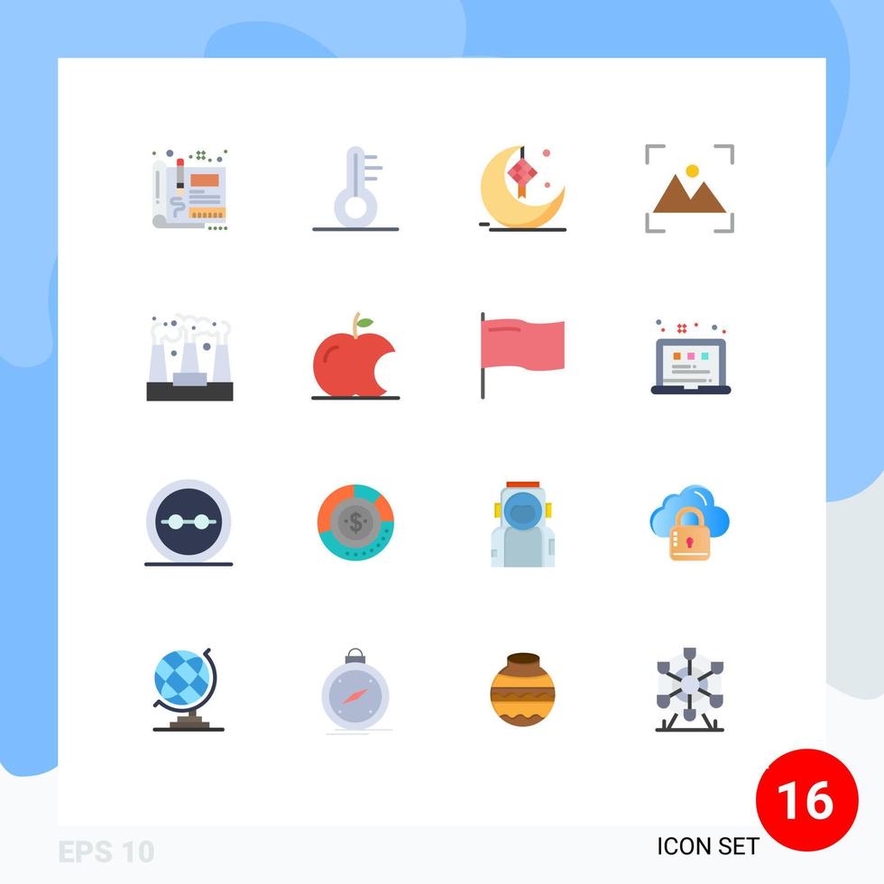 16 Thematic Vector Flat Colors and Editable Symbols of factory photo moon focus eid Editable Pack of Creative Vector Design Elements