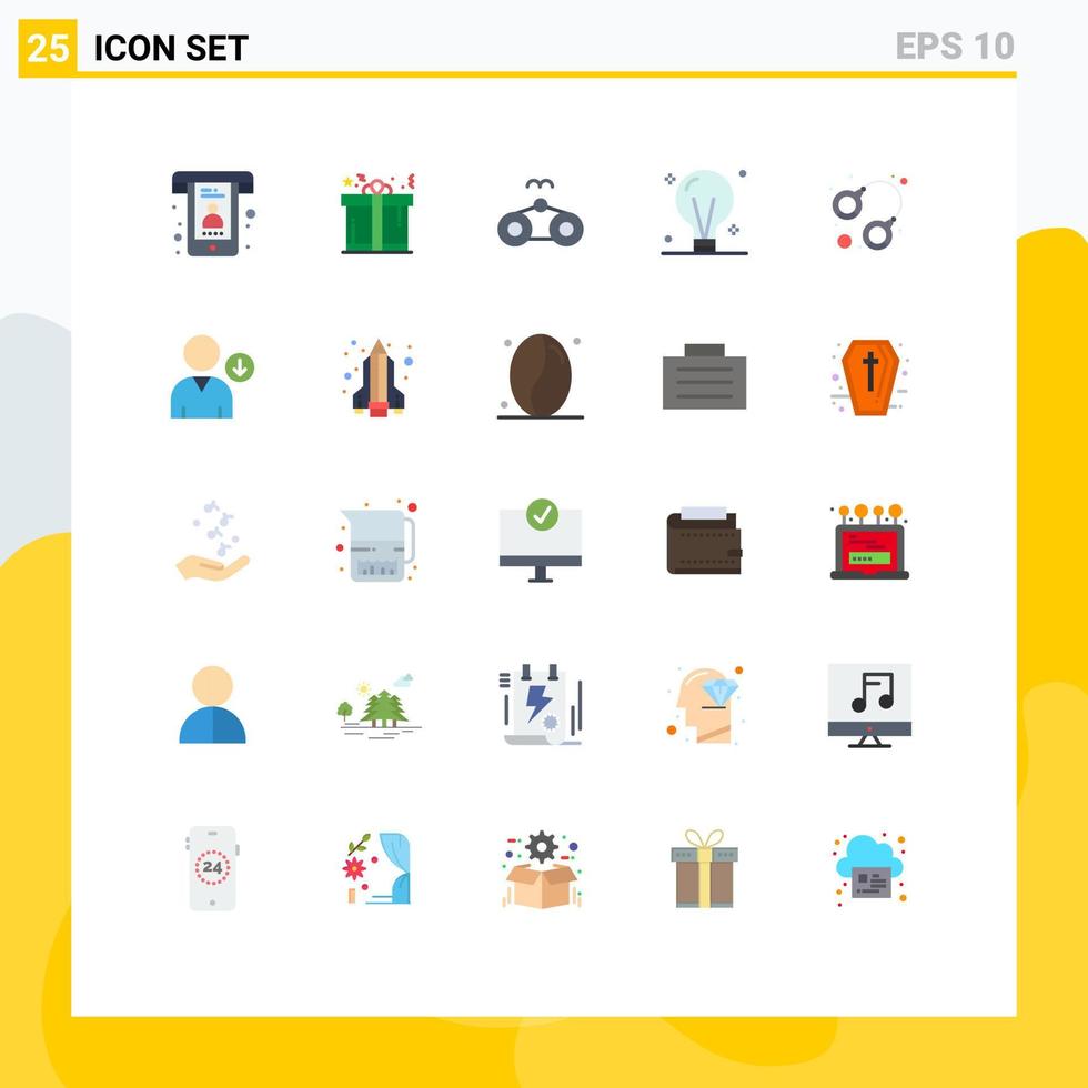 Set of 25 Modern UI Icons Symbols Signs for criminal electric beach creativity bulb Editable Vector Design Elements