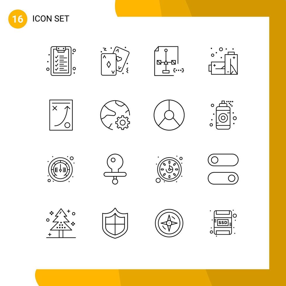 User Interface Pack of 16 Basic Outlines of office pollution coding gas file Editable Vector Design Elements